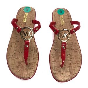 NWT Michael Kors Red/Gold Jelly Cork Sandals Sz: 8